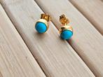 Rvs goud stalen oorknopjes blauwe steen, Sieraden, Tassen en Uiterlijk, Oorbellen, Nieuw, Ophalen of Verzenden, Met edelsteen