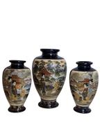 Oude Japanse Satsuma Vazen – Set van 2, Geisha Decoratie, Ophalen of Verzenden, Gebruikt
