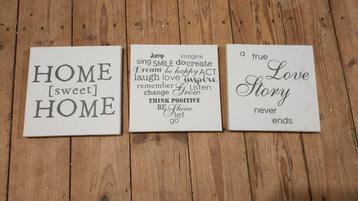 3 canvas muurdecoratie - Home, Love, Inspire beschikbaar voor biedingen