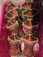 Kerstballen paspop rood satijn goud kerst hangers poppen, Diversen, Kerst, Ophalen of Verzenden