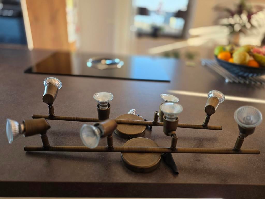 2 XPlafondspot met 4 lampen, Ophalen, Halogeen, Gebruikt, Metaal of Aluminium