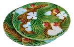 Antieke majolica set barbotine  aardbei borden Onnaing, Antiek en Kunst, Verzenden
