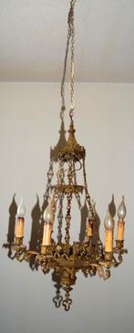 19e eeuwse Franse bronzen vergulde kroonluchter, neo-gotiek, Ophalen of Verzenden
