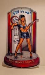 Metaal, pin-up, gas station, gasoline, wandbord, benzine, Ophalen of Verzenden, Nieuw