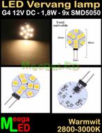 LED G4 ledspot ledlamp rond 9 SMD5050 - 12Vdc - 1,8 Watt, Nieuw, Bipin of Steekvoet, LEDvervanglamp, Ophalen of Verzenden