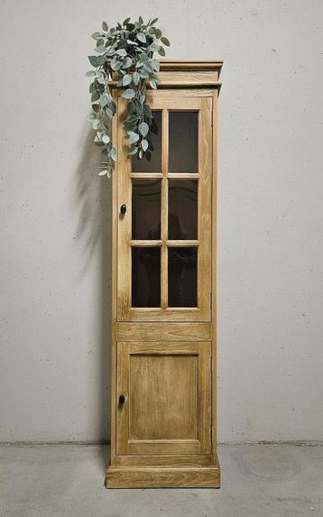 Brocante smalle houten eendeurskast vintage ondiepe kast beschikbaar voor biedingen