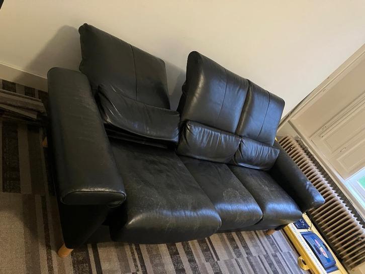 ERPO 3 persoons leren bank, Huis en Inrichting, Banken | Bankstellen, Gebruikt, Rechte bank, Driepersoons, 200 tot 250 cm, 75 tot 100 cm