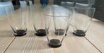 De Kristalunie Maastricht 5 glaasjes met zwarte voet, Ophalen of Verzenden, Zo goed als nieuw, Waterglas
