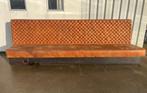 restaurant wand bank cognac microleder gecapitonneerd 360 cm, Huis en Inrichting, Stoelen, Ophalen, Gebruikt, Bruin, Hout