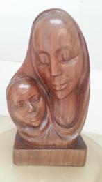 Houten borstbeeld Maria met kind, hoogte 40cm, Antiek en Kunst, Antiek | Religie, Ophalen of Verzenden