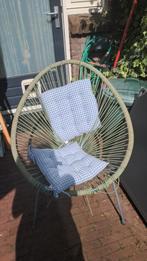 Groene draadstoel vintage kuipstoel loungestoel, Ophalen, Zo goed als nieuw
