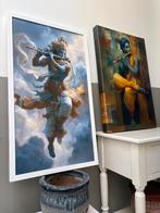 BLAUWE KRISHNA print op canvas plus GRATIS ZITTENDE KRISHNA!, Minder dan 50 cm, 50 tot 75 cm, Nieuw, Ophalen of Verzenden