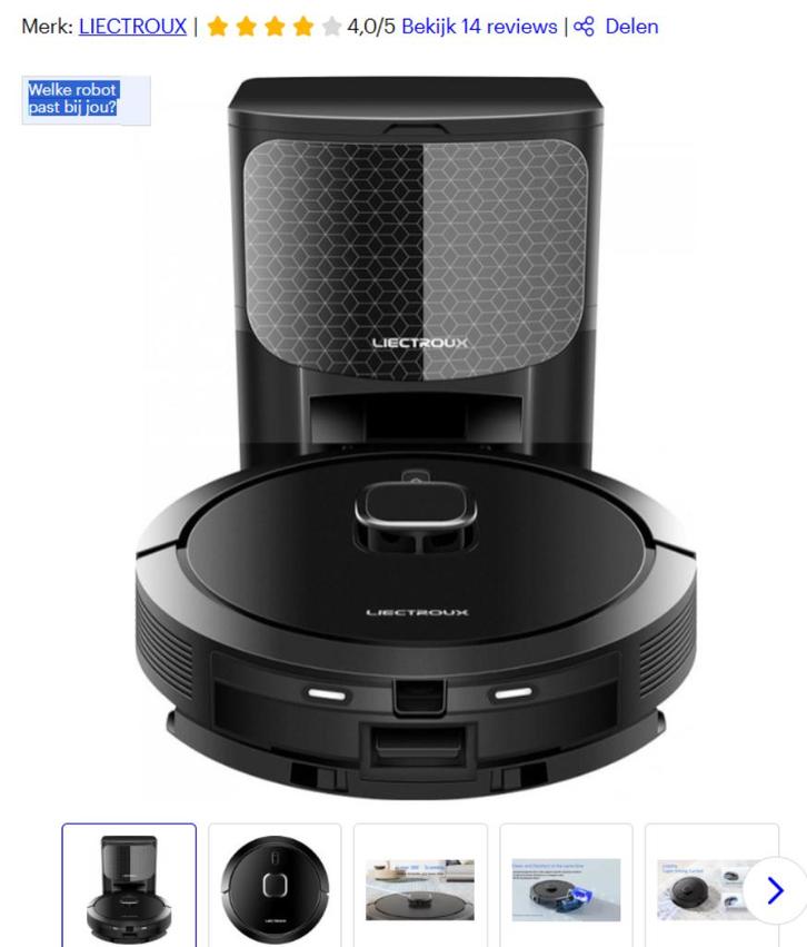 LIECTROUX G7 - Robotstofzuiger met dweilfunctie - 6500PA, Witgoed en Apparatuur, Stofzuigers, Nieuw, Robotstofzuiger, Reservoir