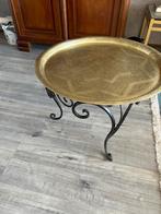 Arabisch dienblad tafel - Smeedijzeren onderstel - 61cm, Overige materialen, Gebruikt, Rond, Ophalen