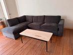 Hoekbank Woood donkergrijs ribstof, Ophalen, Gebruikt, Stof