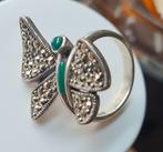 Zilveren vlinder ring met markasiet maat 16.5, Sieraden, Tassen en Uiterlijk, Ringen, Verzenden, Zo goed als nieuw, Dame, Zilver