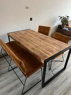 Mangohout tafel plus bank en stoelen, Huis en Inrichting, 200 cm of meer, Ophalen of Verzenden, Zo goed als nieuw, Vijf personen of meer