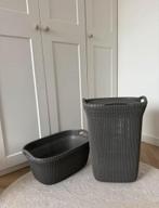 Curver Knit Wasmand met deksel 57 L + wasmand 40L taupe ZGAN, Ophalen, Zo goed als nieuw