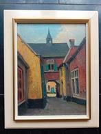 Doorkijkje Hofje, olieverf op doek, Antiek en Kunst, Kunst | Schilderijen | Klassiek, Ophalen of Verzenden