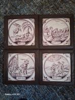 4x 18eeuwse tegel ingelijst,mooie staat!, Ophalen of Verzenden