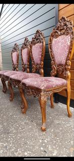 4 Barok Eetkamerstoelen, Huis en Inrichting, Stoelen, Ophalen, Gebruikt, Bruin, Vier