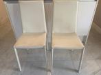 Moderne wit leren eetkamerstoelen set van 4, Huis en Inrichting, Ophalen, Gebruikt, Wit, Leer