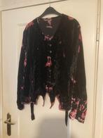 Aparte zwart roze velours viscose India blouse, maat XL, Verzenden, Zo goed als nieuw, Zwart, Blouse of Tuniek