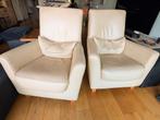 lederen fauteuils 2 stuks crème zand kleur, Huis en Inrichting, Fauteuils, Ophalen, Zo goed als nieuw, 75 tot 100 cm, Leer