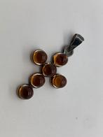 X657 Prachtige zilveren kruisje barnsteen, Sieraden, Tassen en Uiterlijk, Kettinghangers, Ophalen of Verzenden, X, Zilver, Zilver