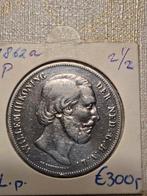Zilveren 2½ Gulden Willem III 1862a., Koning Willem III, Zilver, Ophalen of Verzenden, Losse munt