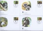 Gibbons wwf wnf 4 fdc 2008 Laos bedreigde diersoorten apen, Ophalen of Verzenden, Postfris, Dier of Natuur