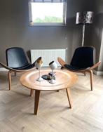 2x Design “Shell chair” stoel fauteuil met tafeltje, Ophalen, Twee, Bruin, Design
