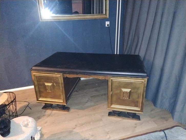 Antiek Notaris Bureau - Goud & Zwart, Huis en Inrichting, Bureaus, Gebruikt, Bureau, Ophalen of Verzenden