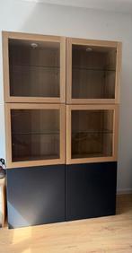 IKEA besta vitrinekast blauw/hout, Huis en Inrichting, Ophalen, Met deur(en), 100 tot 150 cm, Ikea besta