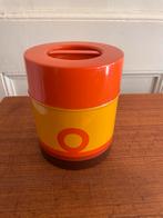 Vintage jaren 70 blik oranje, geel en bruin, Verzamelen, Blikken, Ophalen of Verzenden, Gebruikt, Overige