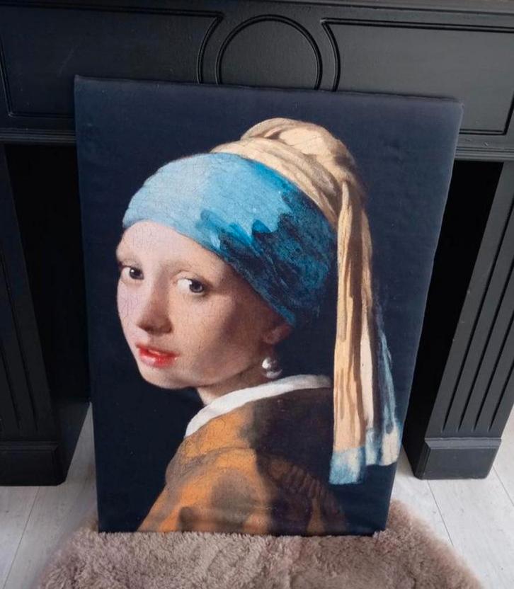 Handmade schilderijdoek meisje met Parel, Antiek en Kunst, Kunst | Schilderijen | Modern, Ophalen