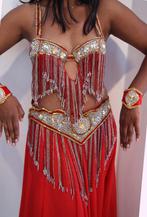 Strass glitter rood goud zilver pailletten Buikdanskostuum, Ophalen of Verzenden, Nieuw, Pak of Jurk