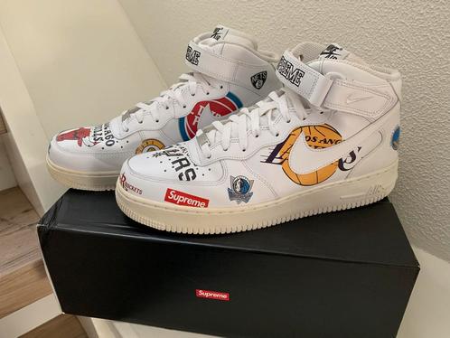 Nike Air Force 1 Mid Supreme NBA wit maat 45, Kleding | Heren, Schoenen, Zo goed als nieuw, Sneakers of Gympen, Wit, Ophalen of Verzenden