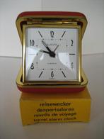 Europa Travel Alarm Clock in original box Red & Gold, Ophalen of Verzenden, Gebruikt, Wekker of Tafelklok