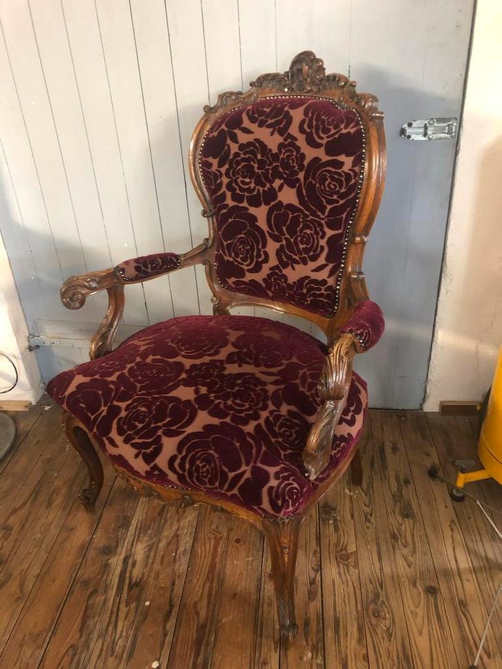 Zeer mooie brocante antieke zetel fauteuil stoel, Antiek en Kunst, Antiek | Meubels | Stoelen en Banken, Ophalen