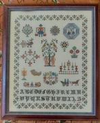 Oude merklap ingelijst, Antiek en Kunst, Antiek | Kleden en Textiel, Ophalen of Verzenden