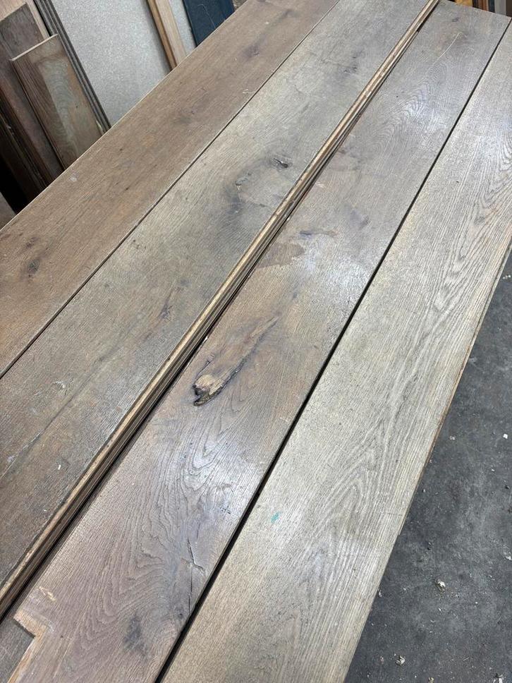 Massieve Eikenhouten Vloer - Karakteristiek plusminus 30m2, Doe-het-zelf en Verbouw, Vloerdelen en Plavuizen, Gebruikt, Vloerdelen of -planken