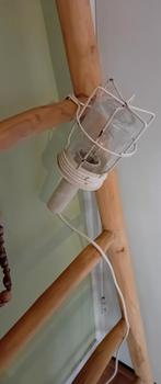 Vintage Industriële Lamp met Kooi, Ophalen of Verzenden, Gebruikt, Vintage