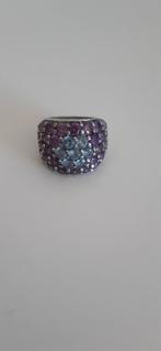 Zilveren ring met Swarovski en Amethist, 18 tot 19, Gebruikt, Ophalen of Verzenden, Met edelsteen