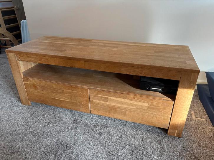 Woood tv meubel - onbehandeld eiken - 120x45x45, Huis en Inrichting, Kasten | Televisiemeubels, Gebruikt, Minder dan 100 cm, 100 tot 150 cm