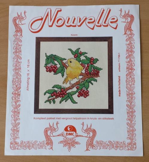 Kanarie Pakket - Nouvelle - aan begonnen, Hobby en Vrije tijd, Borduren en Borduurmachines, Gebruikt, Borduurpakket, Handborduren