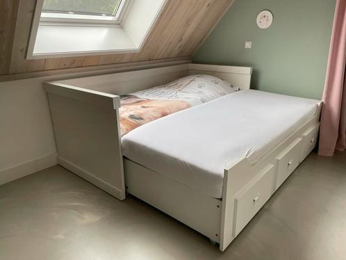 Uitschuifbaar bed Coming Kids Rough, Huis en Inrichting, Slaapkamer | Bedden, Gebruikt, Tweepersoons, 180 cm, 200 cm, Hout, Wit