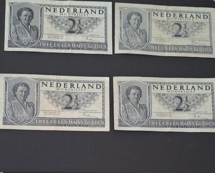 Nederlandse bankbiljetten 2,5 gulden 1949, Postzegels en Munten, Bankbiljetten | Nederland, Setje, 2½ gulden, Ophalen of Verzenden