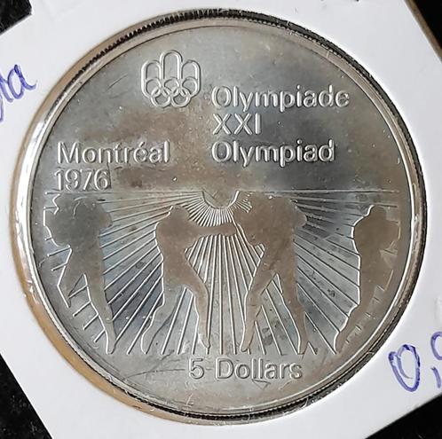 Canada 5 dollars 1976 Olympics boxing zilver, Postzegels en Munten, Munten | Amerika, Losse munt, Noord-Amerika, Zilver, Ophalen of Verzenden
