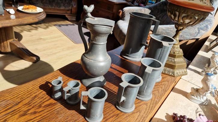 Tinnen Kan en Bekers Set, Antiek en Kunst, Antiek | Tin, Ophalen of Verzenden